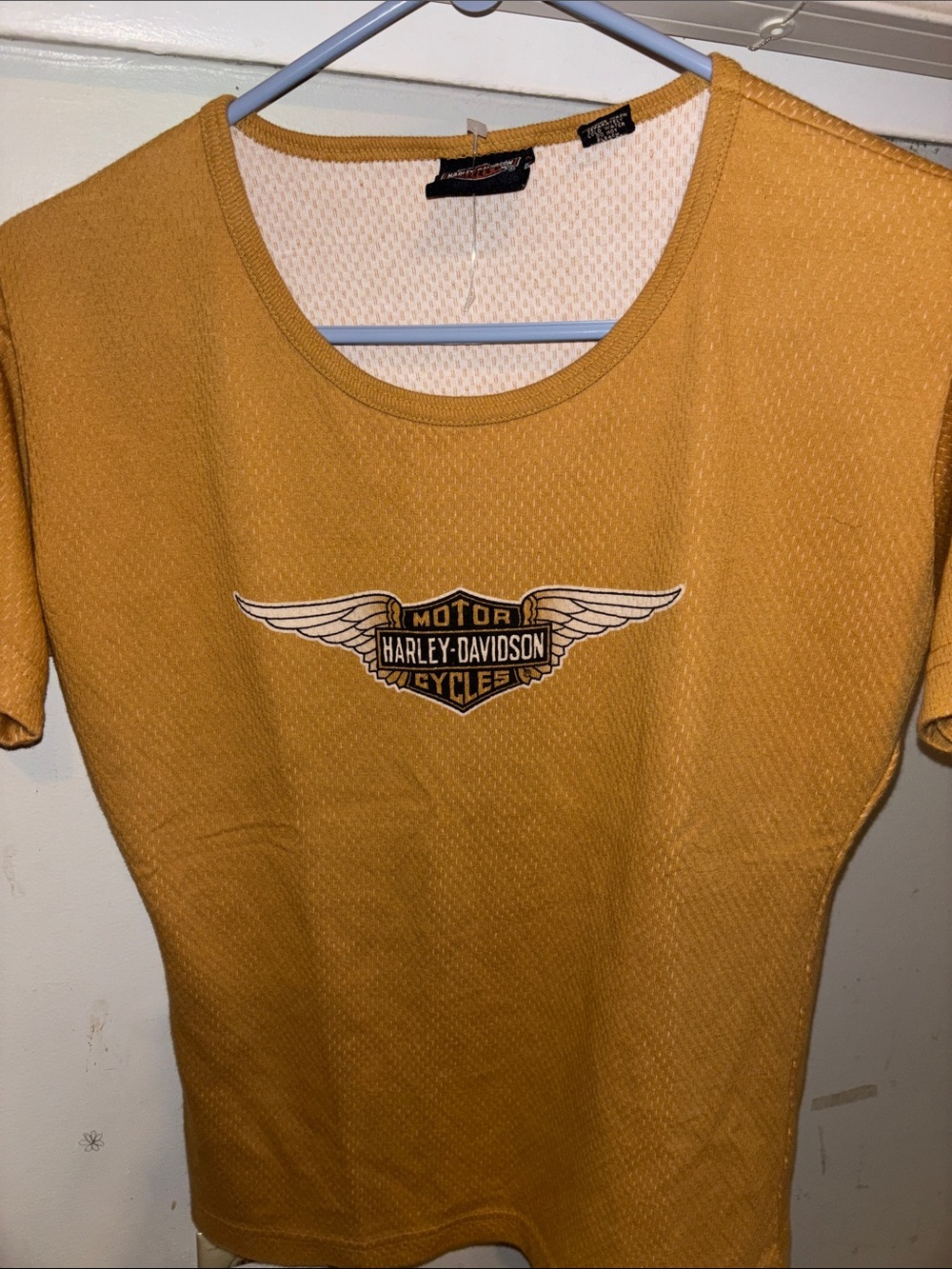 Harley-Davidson Vintage Women's Golden Yellow Short Sleeve Logo c1988 100Cotton